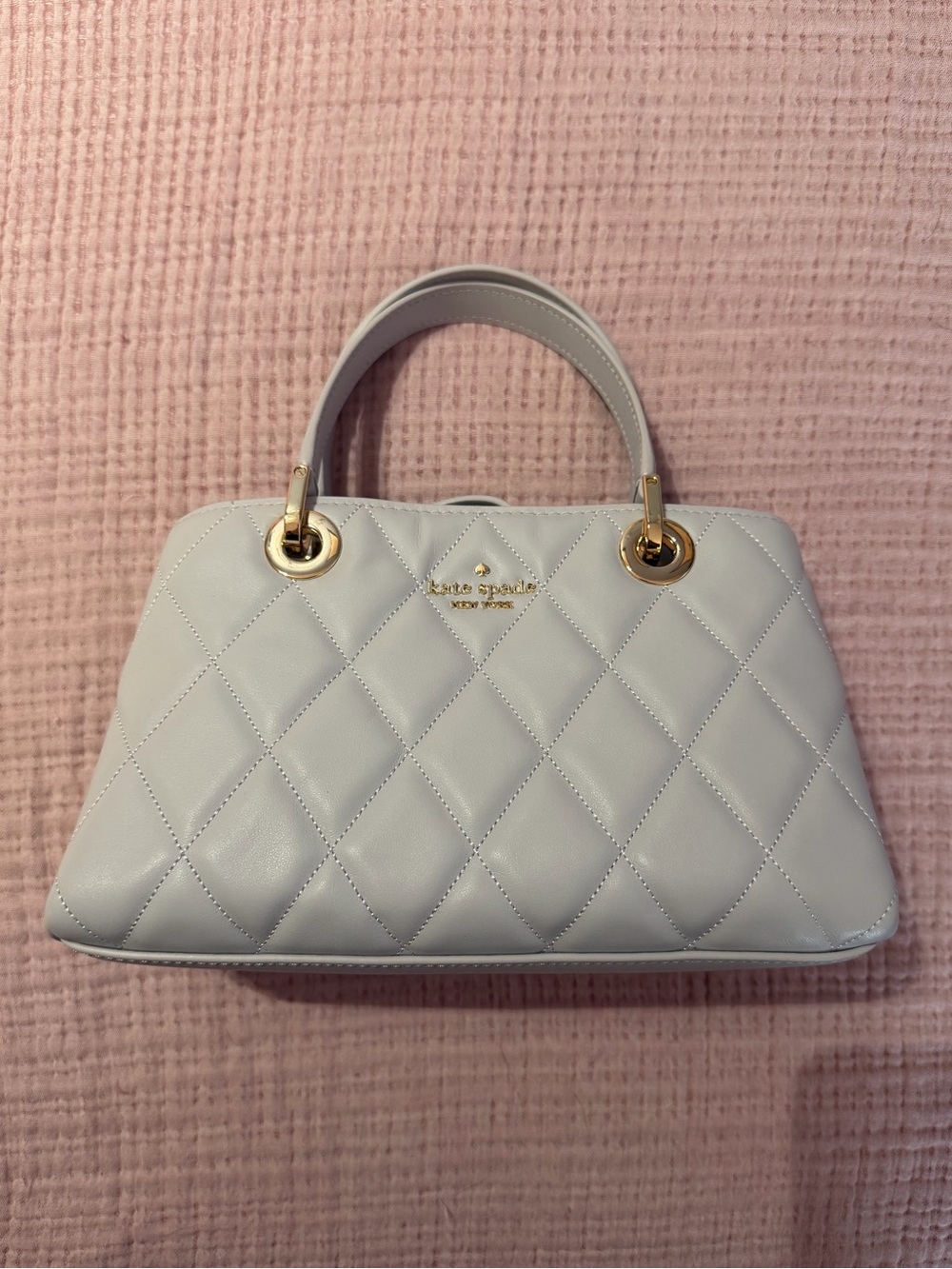 NWOT Kate Spade Carey Small Quilted Leather Satchel - Mist / Light Grey